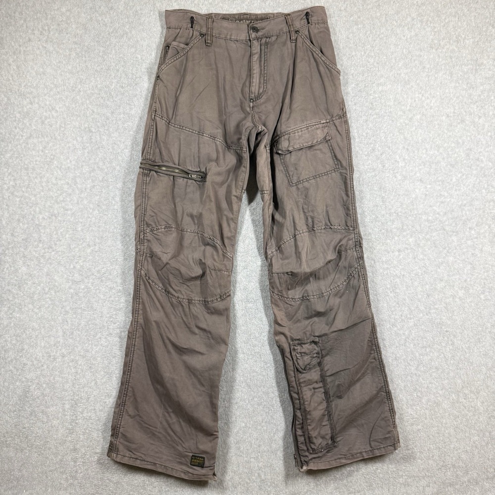 G-Star Raw ARMY ELWOOD Pants Mens 30x34 Brown Cargo Utility Knife Pocket Zip Leg